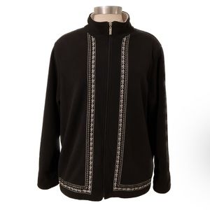 Alia Black Full Zip Lightweight Fleece Jacket Ladies Size Large Petite